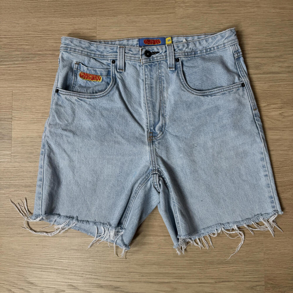 Empyre Shorts Mens 32 Blue Loose Baggy Relaxed Denim Jean Light Wash Cut Off Y2K